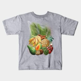 Exotic Fruits Still Life Color Pencils Art Kids T-Shirt